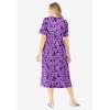 Woman Within Plus Size Short-Sleeve Button-Front Pocket Dress (Petite Available)(Purple Blossom)