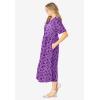Woman Within Plus Size Short-Sleeve Button-Front Pocket Dress (Petite Available)(Purple Blossom)