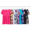Woman Within Plus Size Short-Sleeve Empire Waist Tunic(Turq Blue Patchwork)