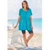 Woman Within Plus Size Short-Sleeve Empire Waist Tunic(Turq Blue Patchwork)