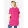 Woman Within Plus Size Short-Sleeve Pintucked Henley Tunic(Raspberry Sorbet)