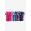 Woman Within Plus Size Short-Sleeve Pintucked Henley Tunic(Seamist Blue Geo Border)