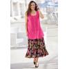 Woman Within Plus Size Sleeveless Pintuck Gauze Shirt(Black Palm Paradise)