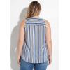 Woman Within Plus Size Sleeveless Pintuck Gauze Shirt(Deep Cobalt Stripe)