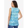 Woman Within Plus Size Swing Square Neck Pocket Tunic(Paradise Blue Batik Chevron)