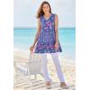 Woman Within Plus Size Tiered Tank(Emerald Rose Floral)