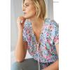 ellos Plus Size A-Line Scoop Neck Ruffle Trim 100% Cotton Cambric Peasant Blouse(Multi Ditsy Floral)