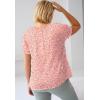 ellos Plus Size A-Line Scoop Neck Ruffle Trim 100% Cotton Cambric Peasant Blouse(Peach Bud Floral)