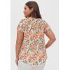 ellos Plus Size Keyhole Neckline Peasant Blouse(White Dusty Coral Floral)