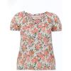 ellos Plus Size Keyhole Neckline Peasant Blouse(White Dusty Coral Floral)