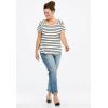 ellos Plus Size Rounded V-Neck Tee(Ocean Sapphire White Stripe)