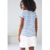 ellos Plus Size Rounded V-Neck Tee(Ocean Sapphire White Stripe)