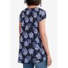 ellos Plus Size Smocked Tunic(Navy Floral Print)