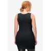 ellos Plus Size Stretch Knit Scoop Neck Sleeveless Long Tank(Black)
