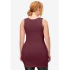 ellos Plus Size Stretch Knit Scoop Neck Sleeveless Long Tank(Deep Wine)