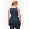ellos Plus Size Stretch Knit Scoop Neck Sleeveless Long Tank(Navy)