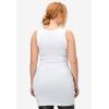 ellos Plus Size Stretch Knit Scoop Neck Sleeveless Long Tank(White)