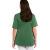 ellos Plus Size Stretch Knit V-Neck Short Sleeve Chest Pocket Tunic(Forest Jade)