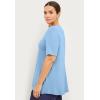 ellos Plus Size Stretch Knit V-Neck Short Sleeve Tunic(Blue Sky)