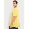 ellos Plus Size Stretch Knit V-Neck Short Sleeve Tunic(Butter)