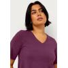 ellos Plus Size Stretch Knit V-Neck Short Sleeve Tunic(Fig)