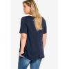 ellos Plus Size Stretch Knit V-Neck Short Sleeve Tunic(Navy)