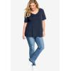 ellos Plus Size Stretch Knit V-Neck Short Sleeve Tunic(Pink Sherbert)