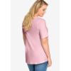 ellos Plus Size Stretch Knit V-Neck Short Sleeve Tunic(Pink Sherbert)