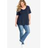 ellos Plus Size Stretch Knit V-Neck Short Sleeve Tunic(Pink Sherbert)