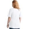 ellos Plus Size Stretch Knit V-Neck Short Sleeve Tunic(White)