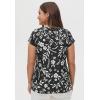 ellos Plus Size Twisted V-Neck Tee(Black Vine Floral)