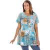Woman Within Plus Size Short-Sleeve Empire Waist Tunic(Turq Blue Patchwork)