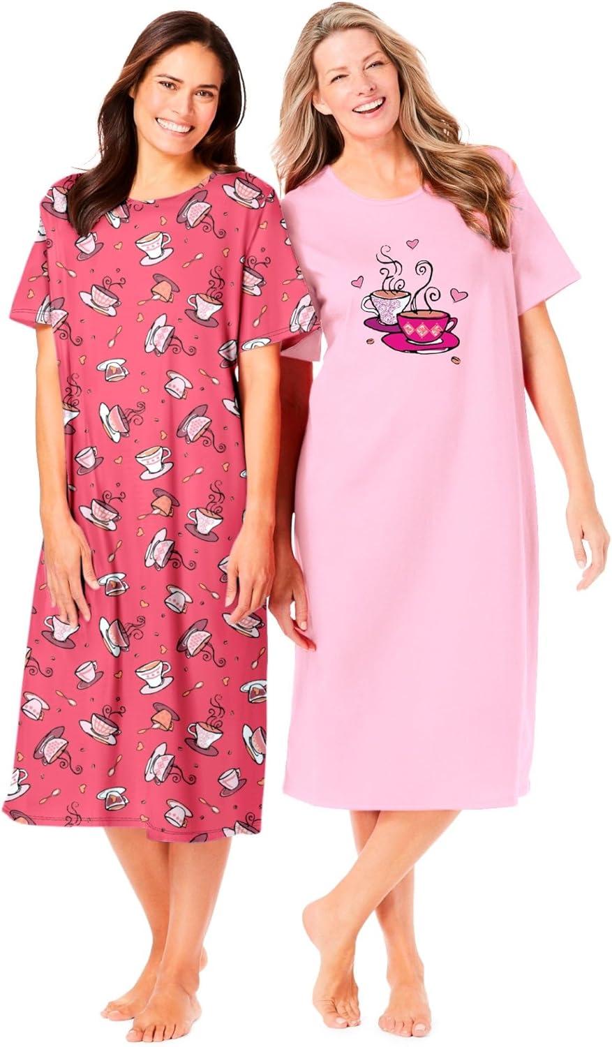 imageDreams amp Co Plus Size 2Pack Long SleepshirtsLime Squeeze