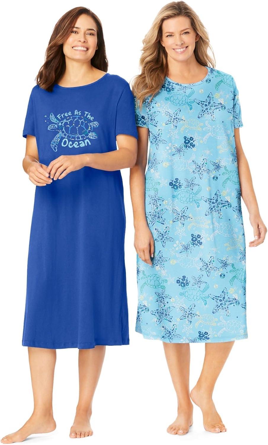 imageDreams amp Co Plus Size 2Pack Long SleepshirtsLime Squeeze