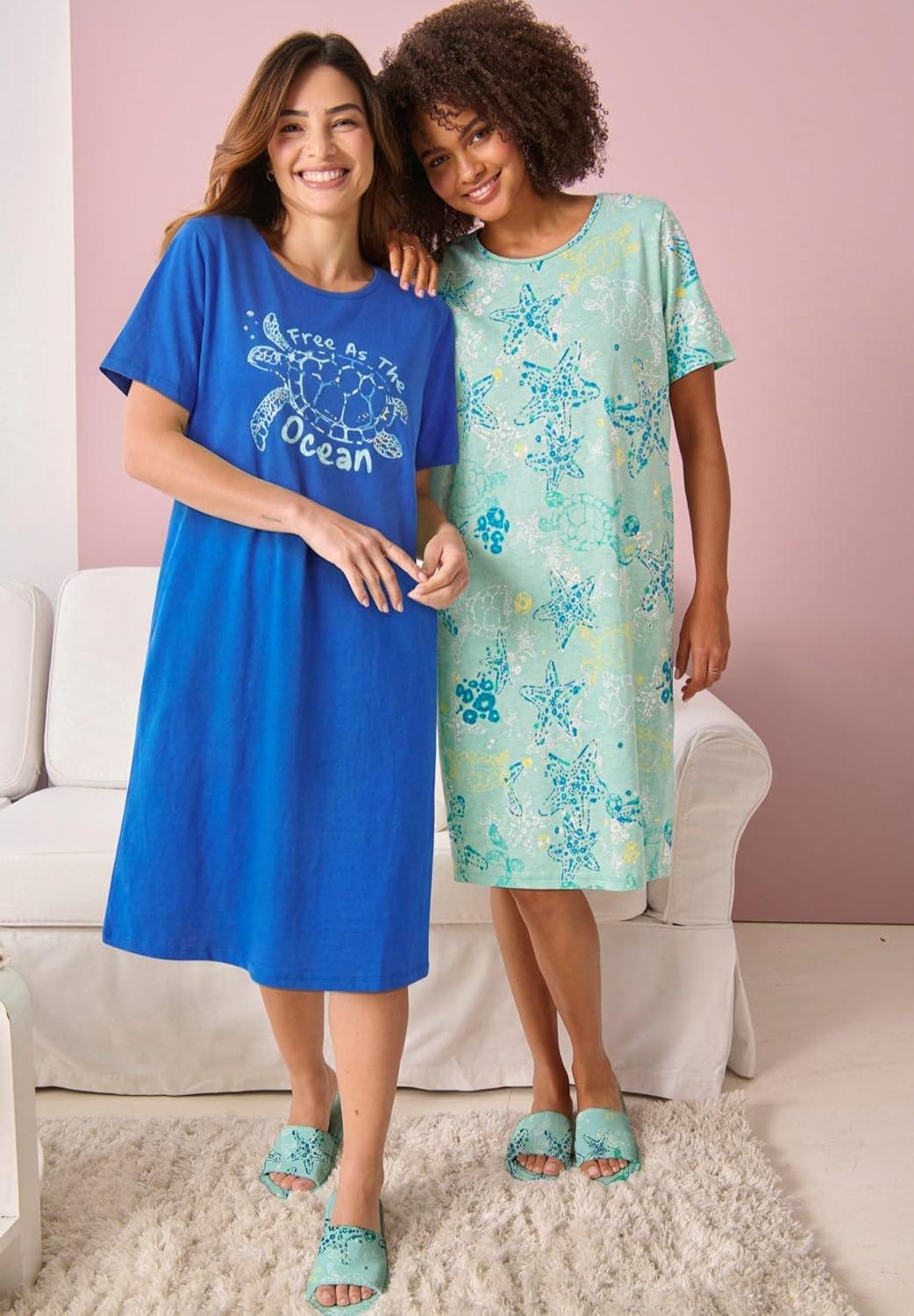 imageDreams amp Co Plus Size 2Pack ShortSleeve SleepshirtSky Blue Popsicle