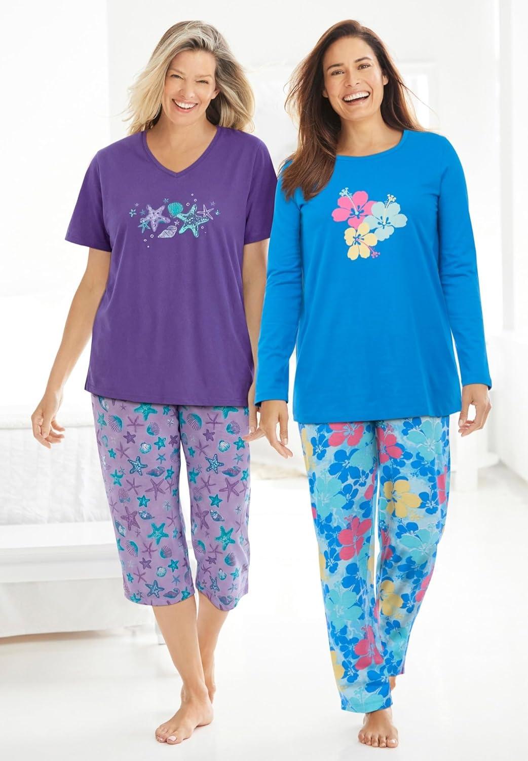 imageDreams amp Co Plus Size 2Piece Capri PJ SetYellow Cats