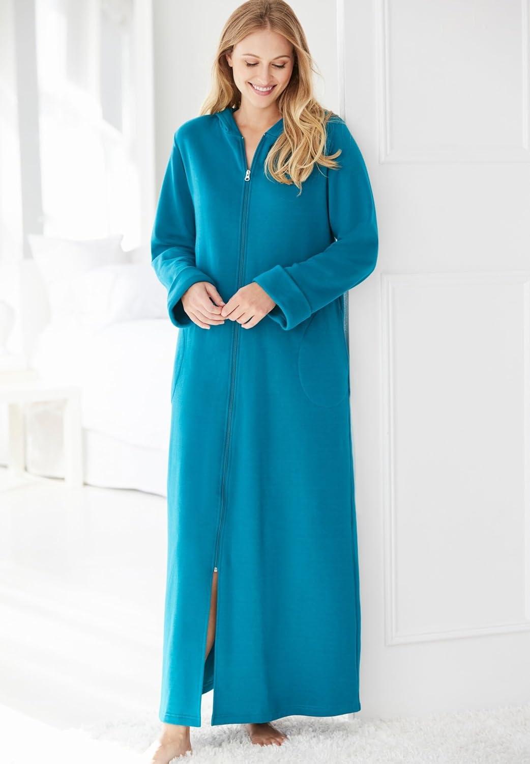 imageDreams amp Co Plus Size Long Hooded Fleece Sweatshirt RobeDeep Teal