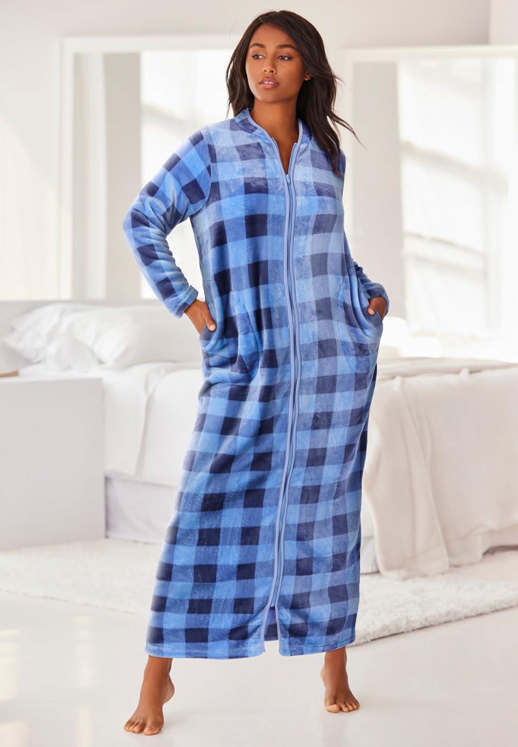 imageDreams amp Co Plus Size Plush ZipFront RobeBlack