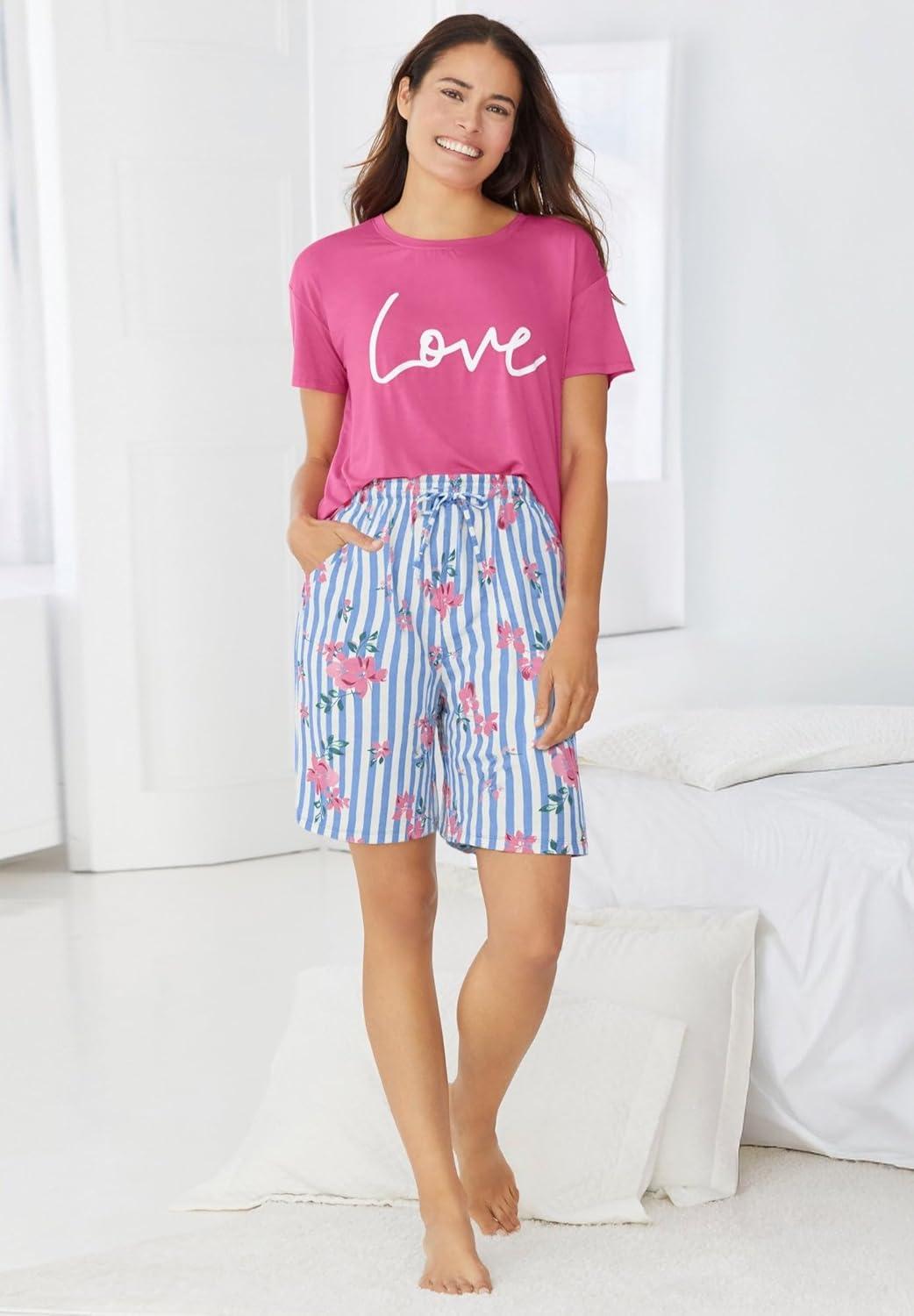 imageDreams amp Co Plus Size Print Pajama ShortsPale Lilac Stars
