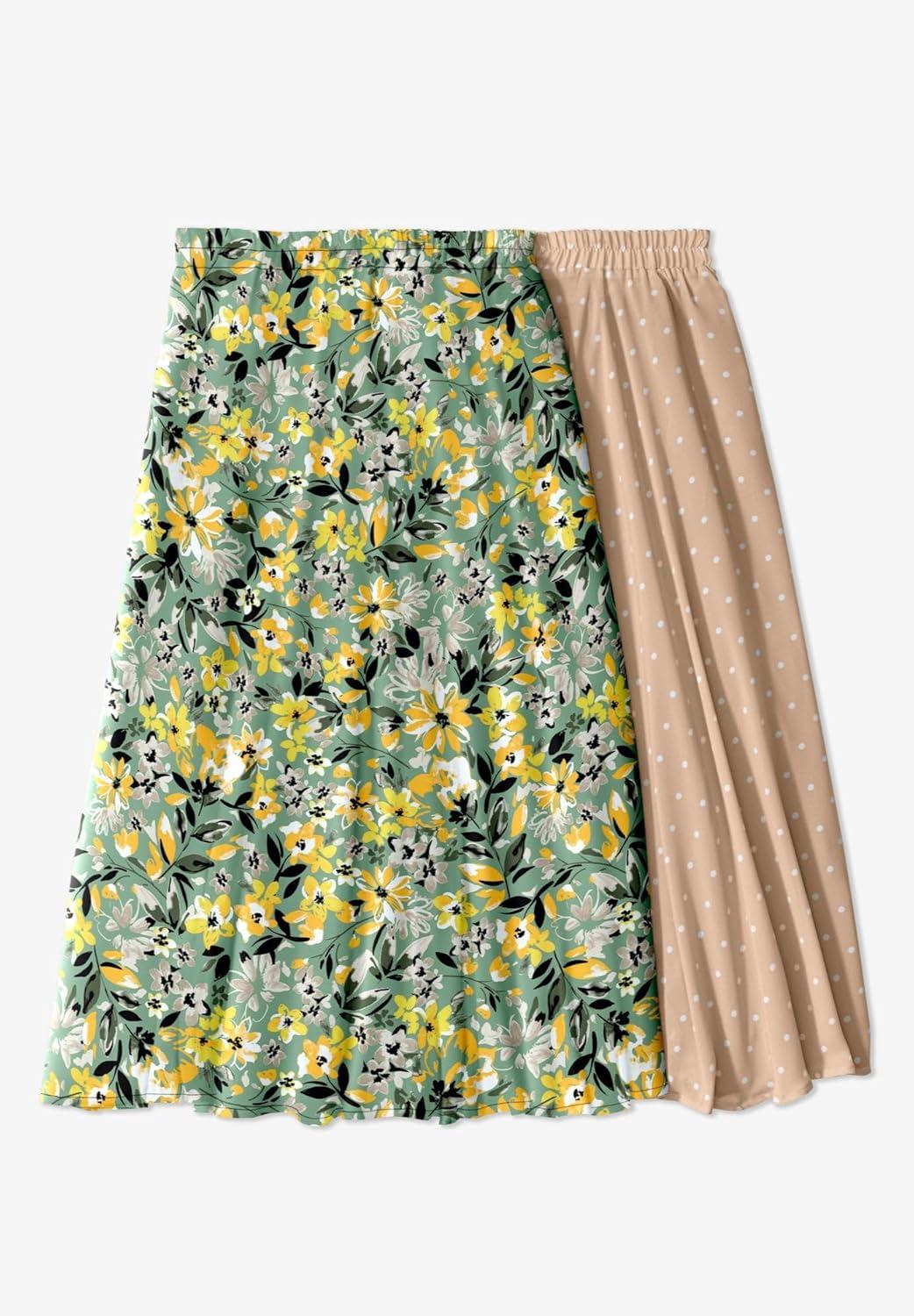 imageWoman Within Plus Size 2in1 Reversible SkirtSweet Coral Watercolor