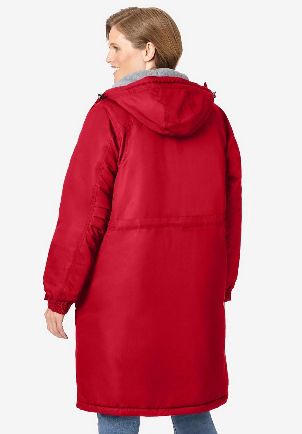 imageWoman Within Plus Size MidLength Microfiber ParkaClassic Red