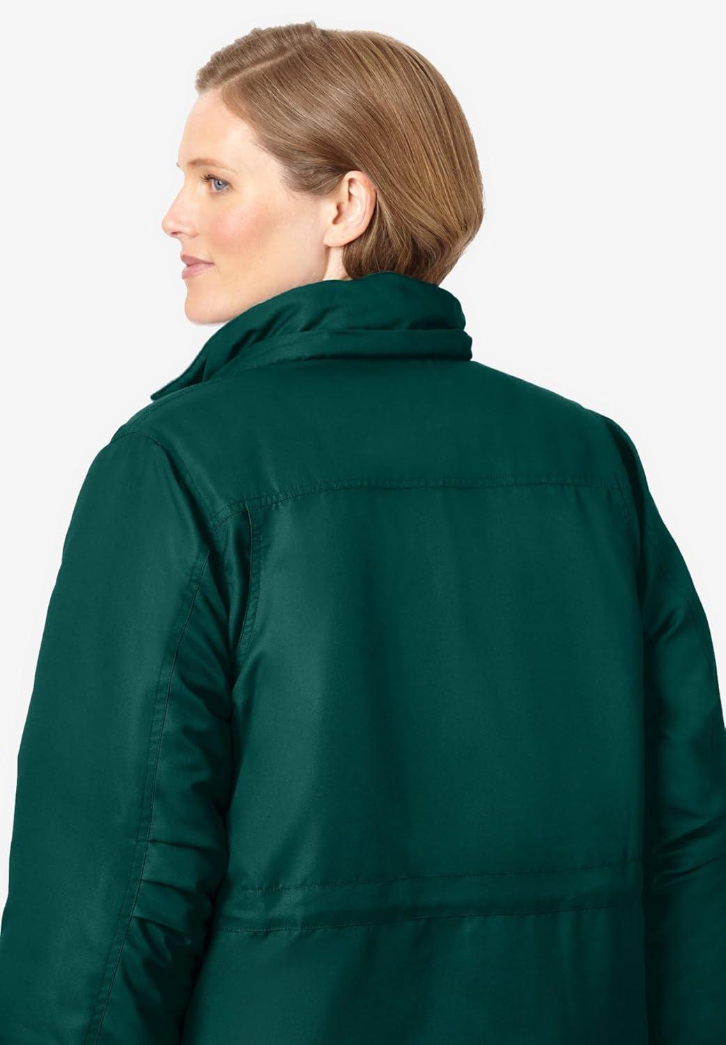 imageWoman Within Plus Size MidLength Microfiber ParkaEmerald Green
