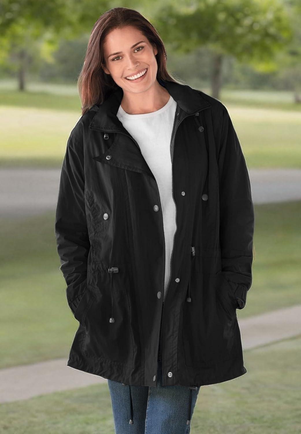 imageWoman Within Plus Size Taslon Anorak Jacket With Removable Fleece LiningBlack
