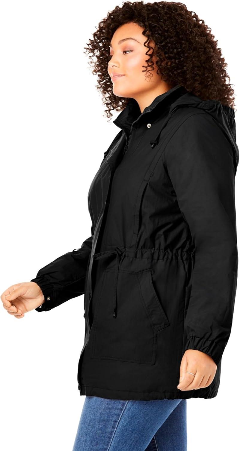 imageWoman Within Plus Size Taslon Anorak Jacket With Removable Fleece LiningBlack