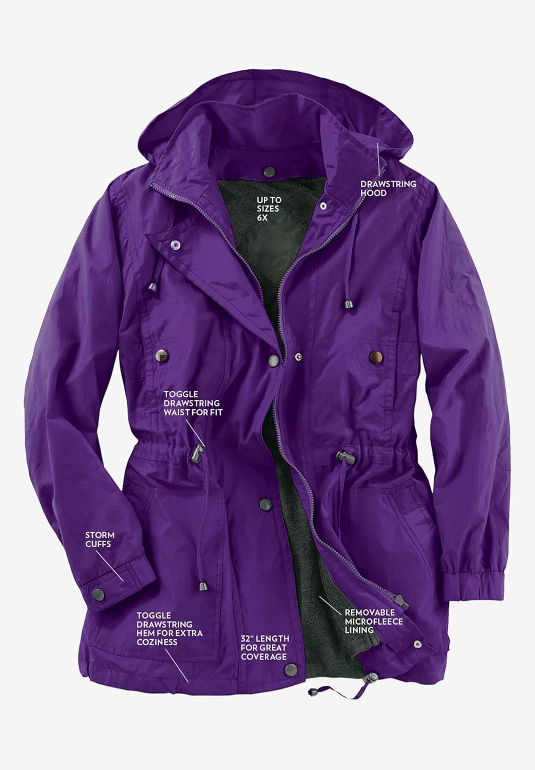 imageWoman Within Plus Size Taslon Anorak Jacket With Removable Fleece LiningBlack