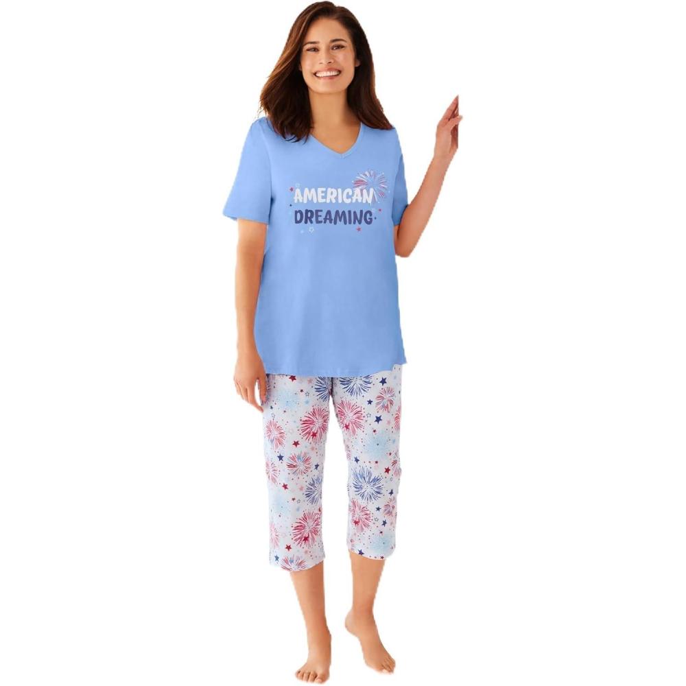 imageDreams amp Co Plus Size 2Piece Capri PJ SetMulti American Dreaming