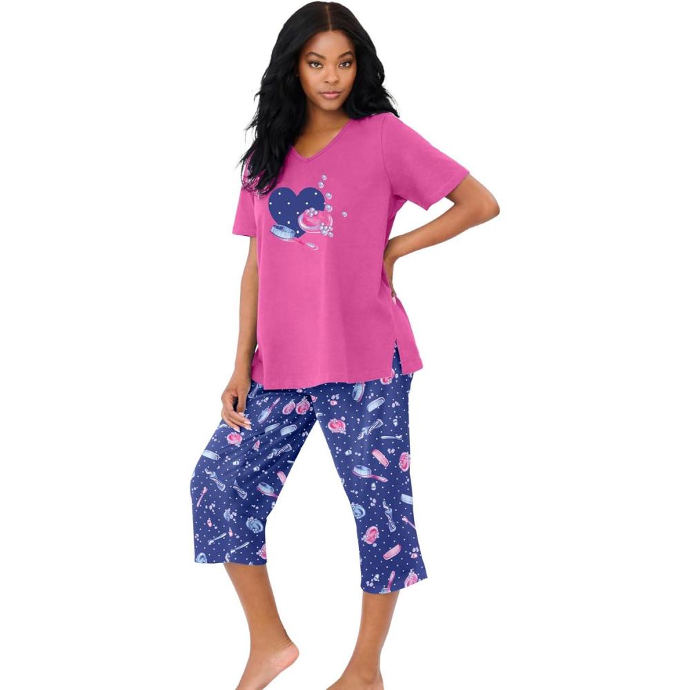 imageDreams amp Co Plus Size 2Piece Capri PJ SetUltra Blue Bubbles