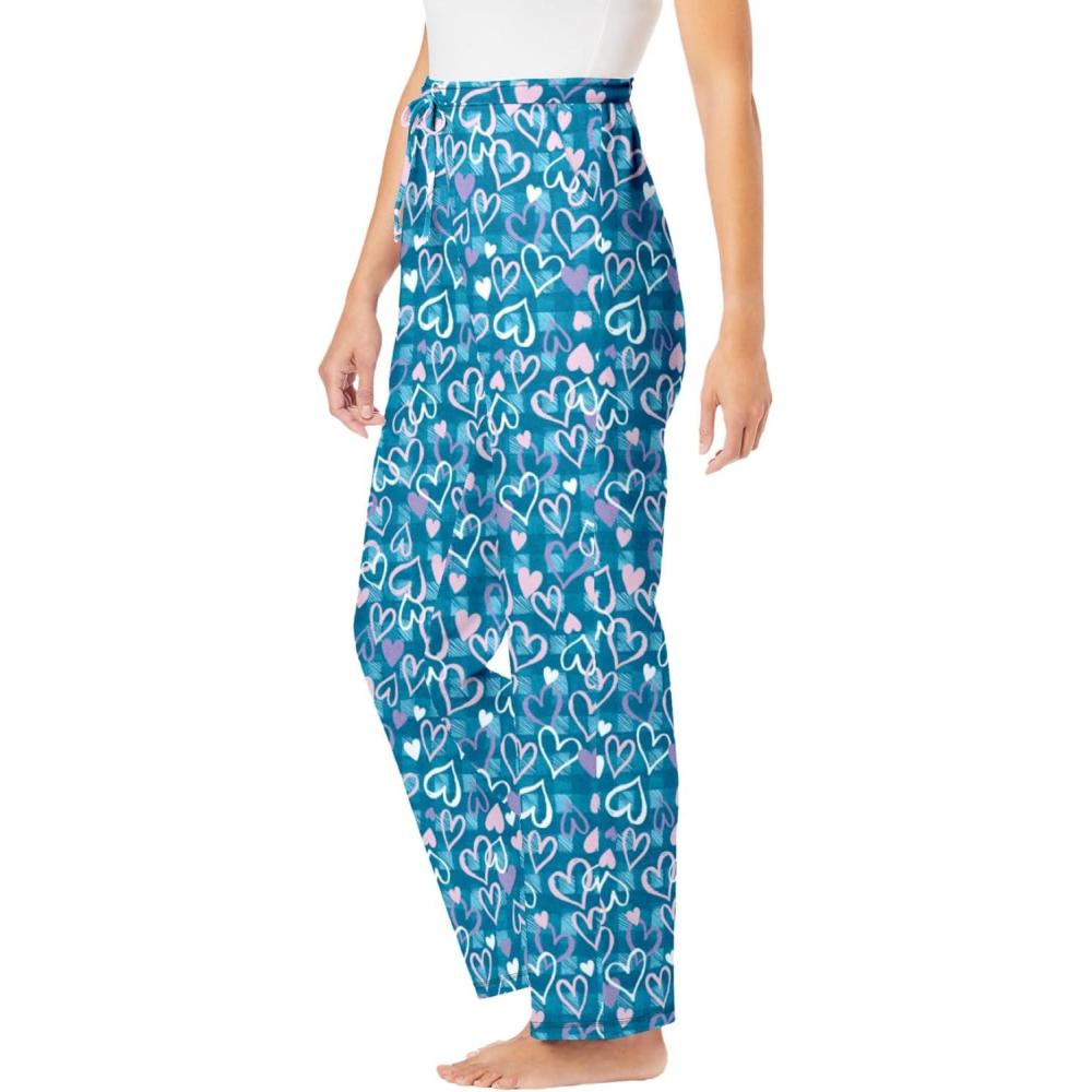 imageDreams amp Co Plus Size Knit Sleep PantDeep Teal Hearts