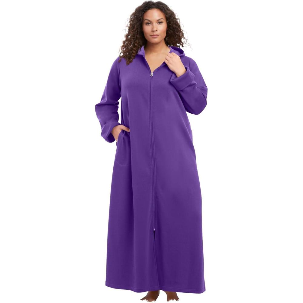 imageDreams amp Co Plus Size Long Hooded Fleece Sweatshirt RobePlum Burst