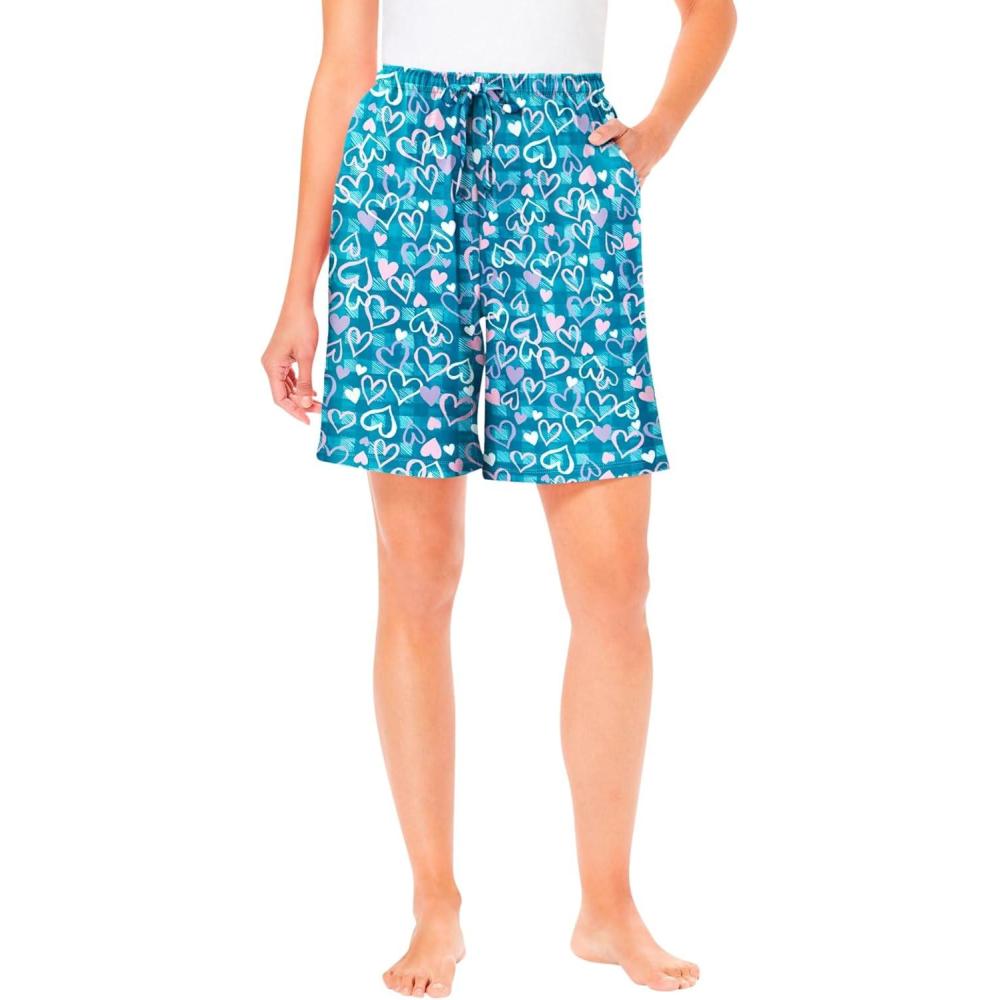 imageDreams amp Co Plus Size Print Pajama ShortsDeep Teal Hearts